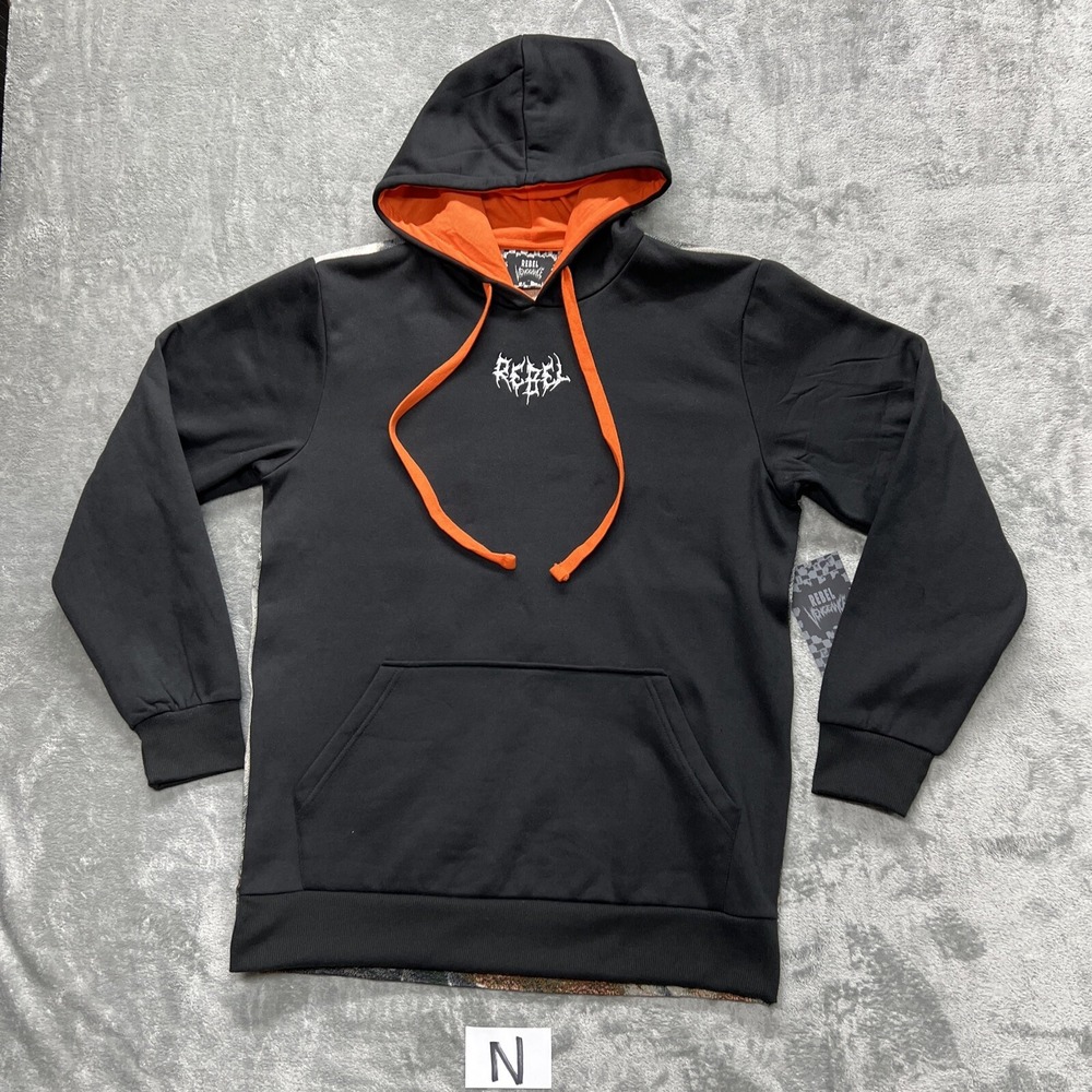 Rebel Vengeance Hoodie Black Fleece With Cool Design Size L NEW WITH TAG